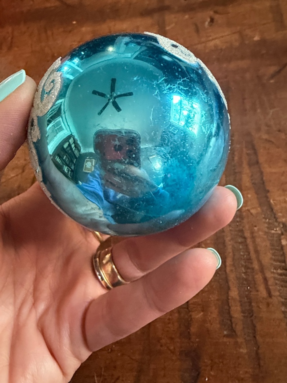Set of 6 Vintage Shiny Brite Stencil Glitter Glass Christmas Ornaments in Box - Picture 8 of 10